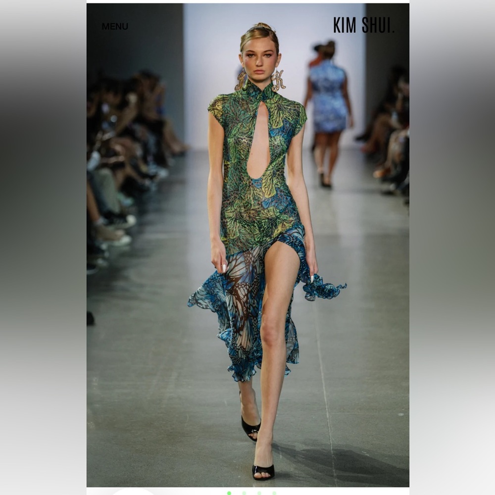 Kim Shui Lace Qi Pao Deep V Neck Dress